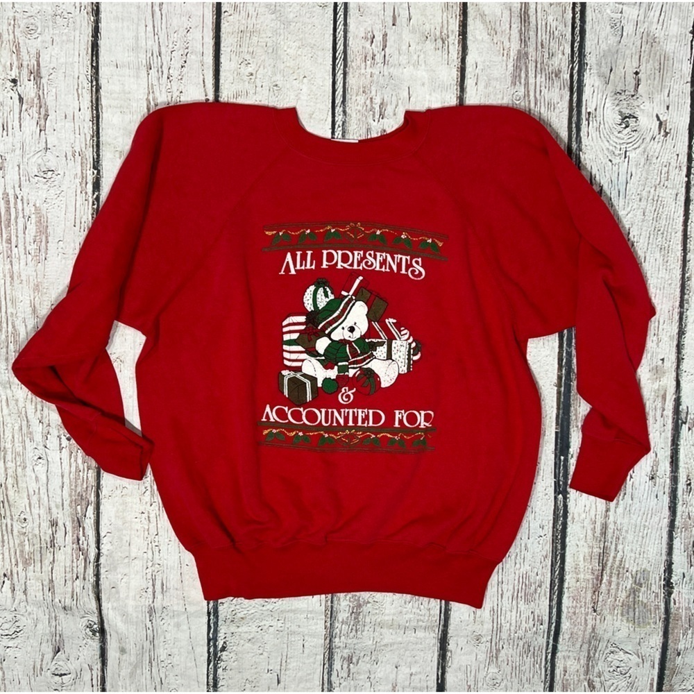 Vintage 80s Xmas All Presents Accounted For Christmas Sweater Sweatshirt